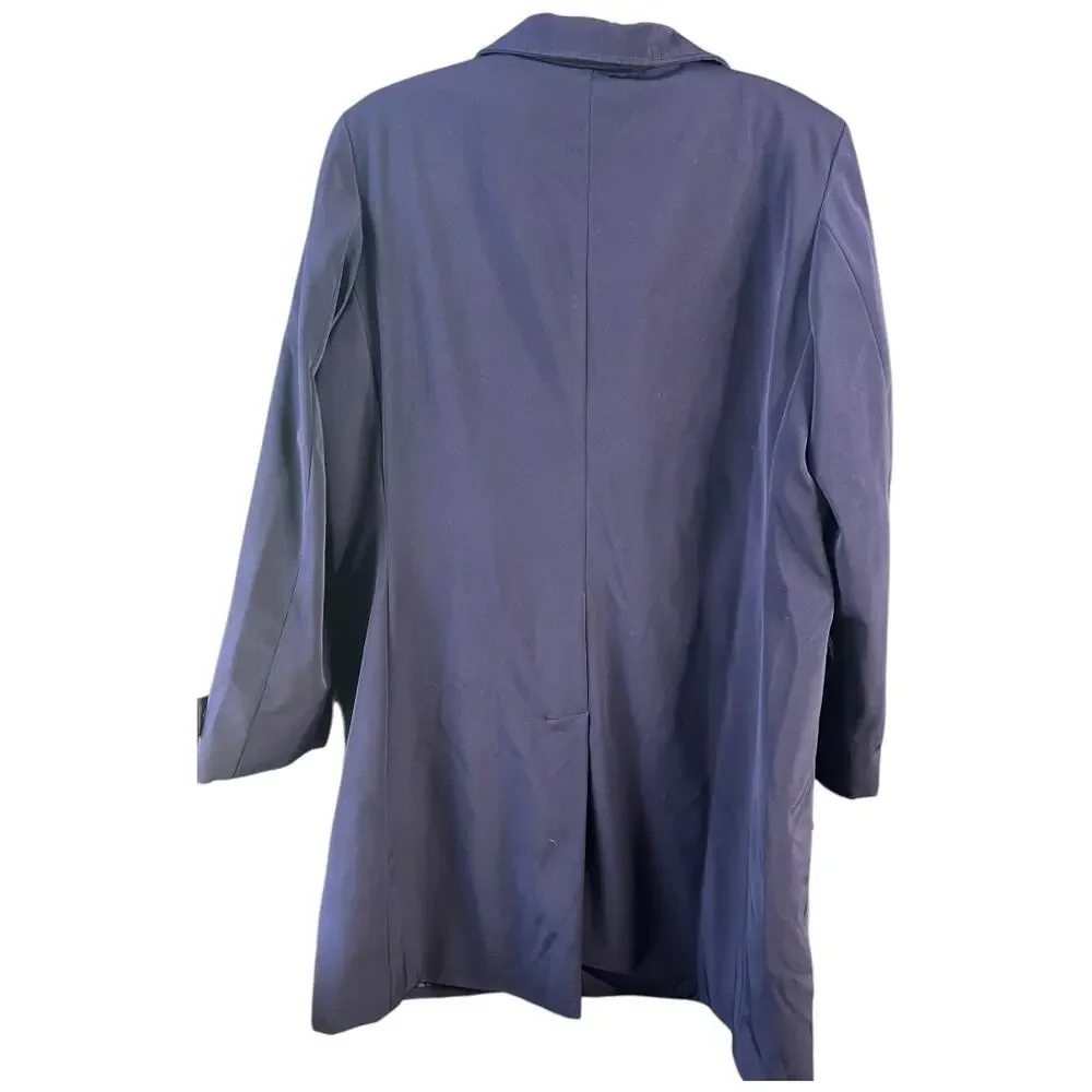 Michael Kors wool blend long quilted filled rain jacket overcoat snap blue Large